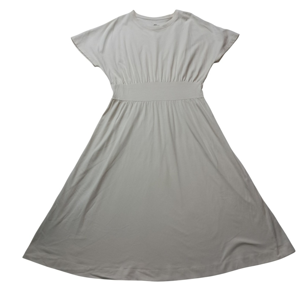 Everlane The Organic Cotton Waisted Dress Women's Large Midi Cream Minimalist